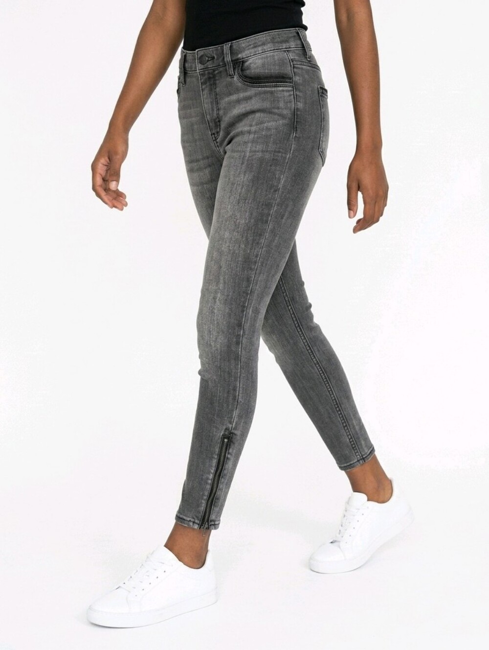White House Black Market Grey Skinny Jeans with Ankle Zipper